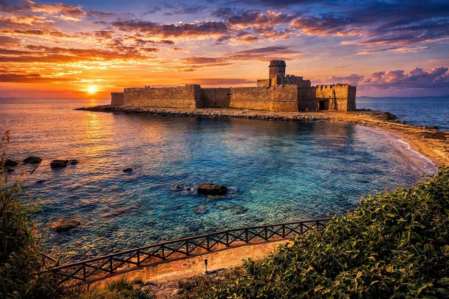 Sunset over Le Castella fortress